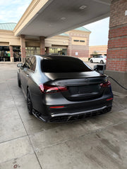 Mercedes Benz E-Class E350 E450 (with sport package bumper) W213 Facelift 2020 2021 2022 2023 2024 & E53 E63/S W213 Facelift 2020 2021 2022 2023 2024 with Aftermarket Parts - AE Rear Diffuser Carbon Fiber from ArmorExtend