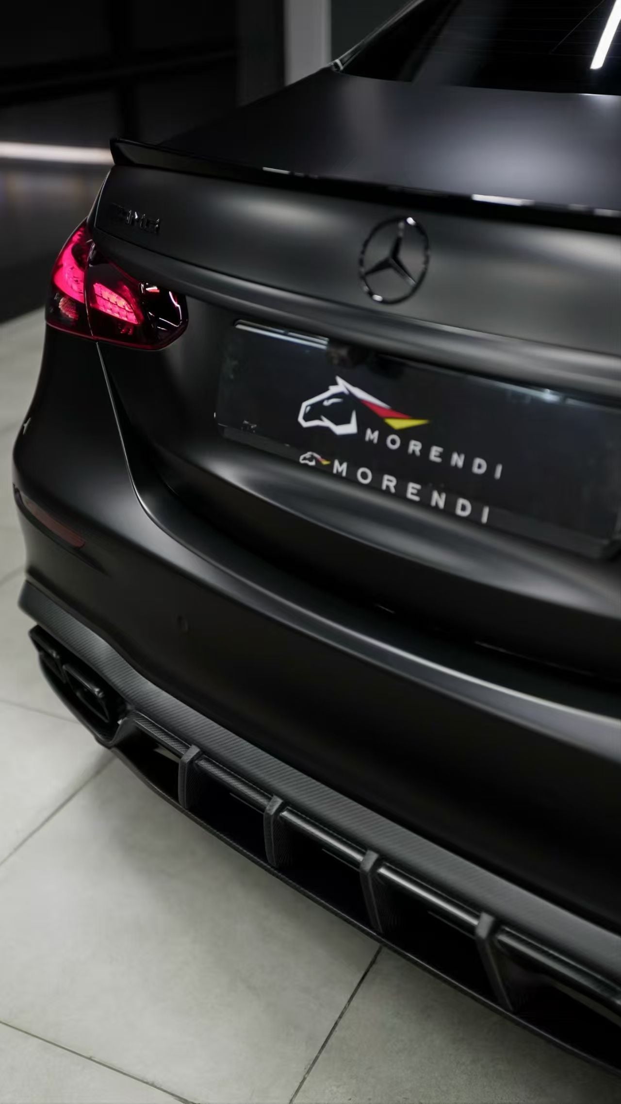 Mercedes Benz E-Class E350 E450 (with sport package bumper) W213 Facelift 2020 2021 2022 2023 2024 & E53 E63/S W213 Facelift 2020 2021 2022 2023 2024 with Aftermarket Parts - AE Rear Diffuser Carbon Fiber from ArmorExtend