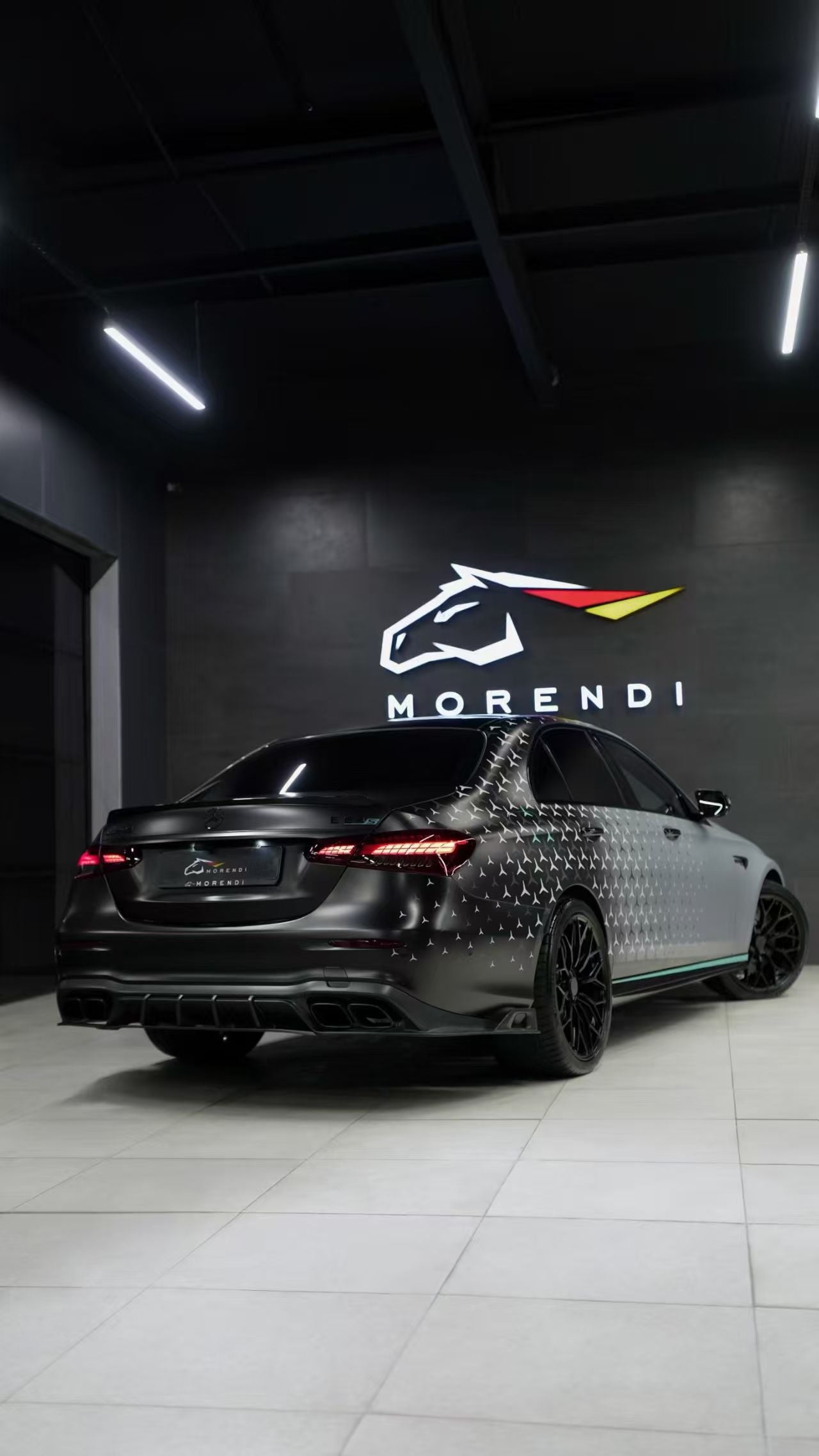 Mercedes Benz E-Class E350 E450 (with sport package bumper) W213 Facelift 2020 2021 2022 2023 2024 & E53 E63/S W213 Facelift 2020 2021 2022 2023 2024 with Aftermarket Parts - AE Rear Diffuser Carbon Fiber from ArmorExtend