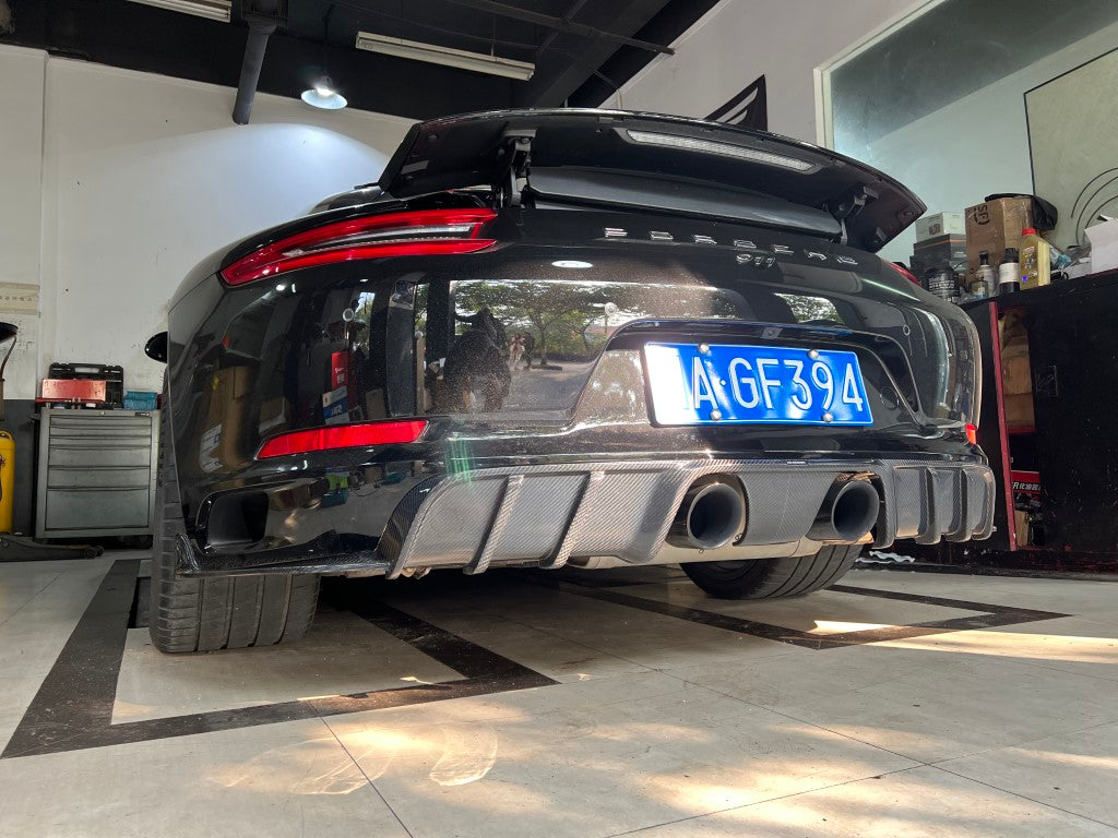 Porsche 911 991.2 Carrera GTS/4 GTS & Carrera 2/2S/4/4S (with PSE Package) 2015-2019 with Aftermarket Parts - AE Style Carbon Fiber Rear Diffuser from ArmorExtend