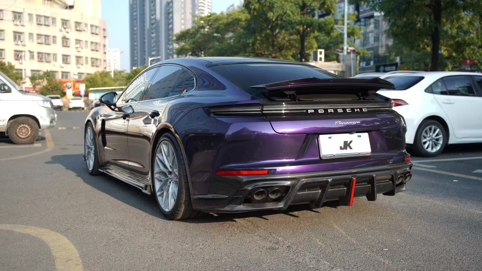 Porsche Panamera 976 Base 4 4S E-Hybird GTS Turbo 2024-ON with Aftermarket Parts - AE Desgin ART Rear Diffuser Carbon Fiber?from ArmorExtend 