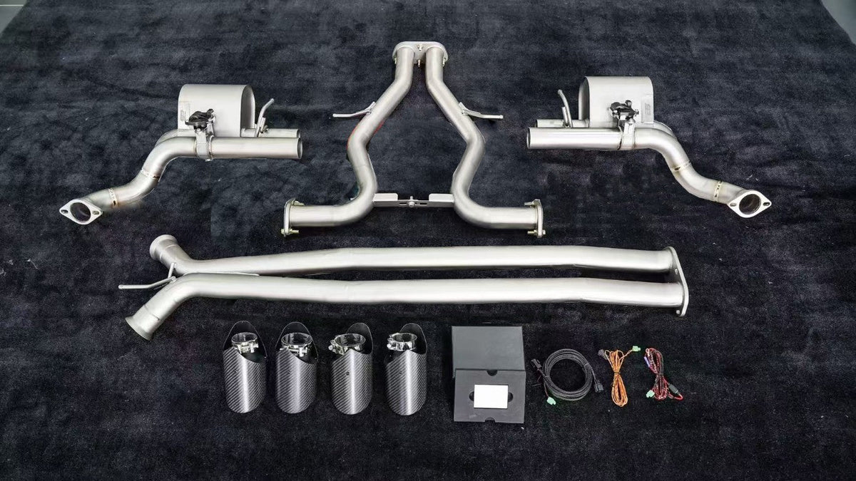 Porsche Panamera 976 E-Hybird 2024-ON with Aftermarket Parts - Catback Exhaust Quadtips with Valve Stainless Steel / Titanium from?ArmorExtend