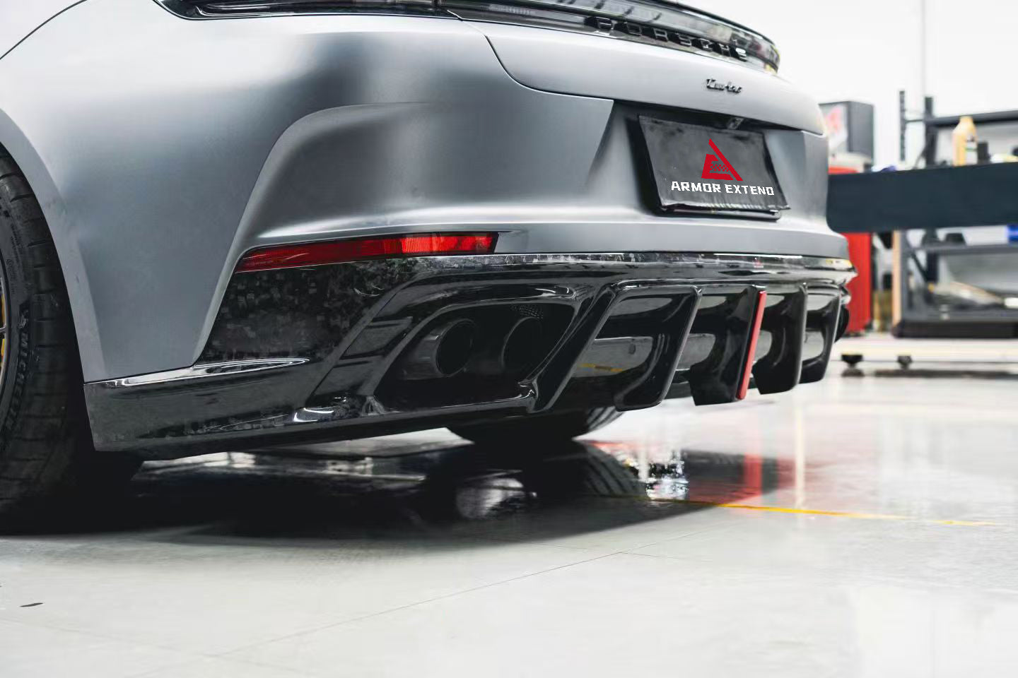Porsche Panamera 976 Base 4 4S E-Hybird GTS Turbo 2024-ON with Aftermarket Parts - AE Desgin ART Rear Diffuser Carbon Fiber?from ArmorExtend 