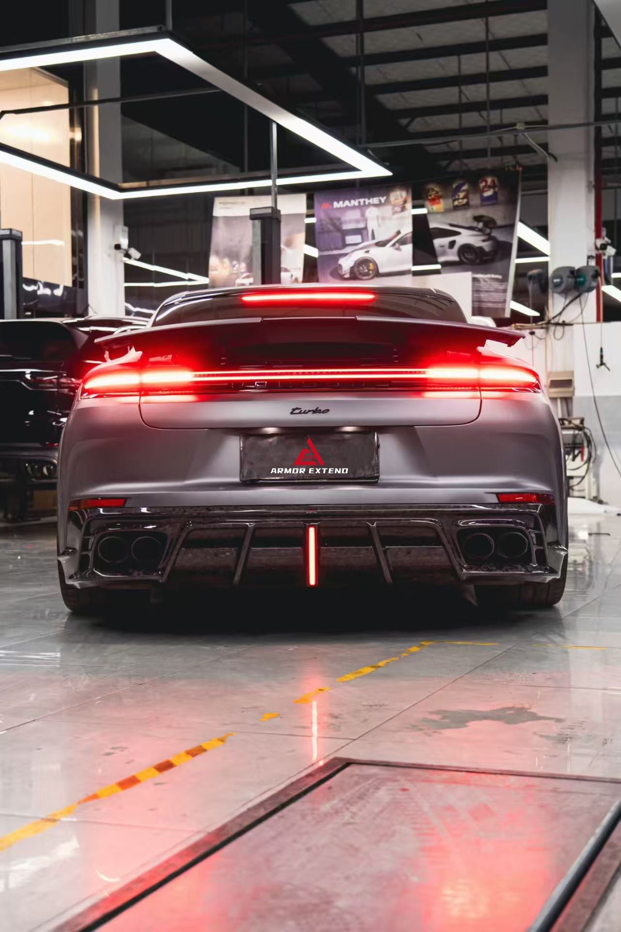 Porsche Panamera 976 Base 4 4S E-Hybird GTS Turbo 2024-ON with Aftermarket Parts - AE Desgin ART Rear Diffuser Carbon Fiber?from ArmorExtend 