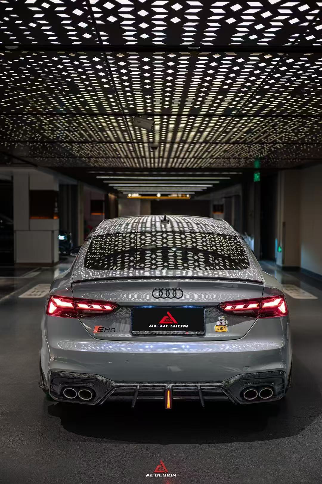 Audi S5 A5 (with s-line bumper, does not base model) B9.5 2020 2021 2022 2023 2024 with Aftermarket Parts - AE Rear Diffuser & Canards?Carbon Fiber from?ArmorExtend 