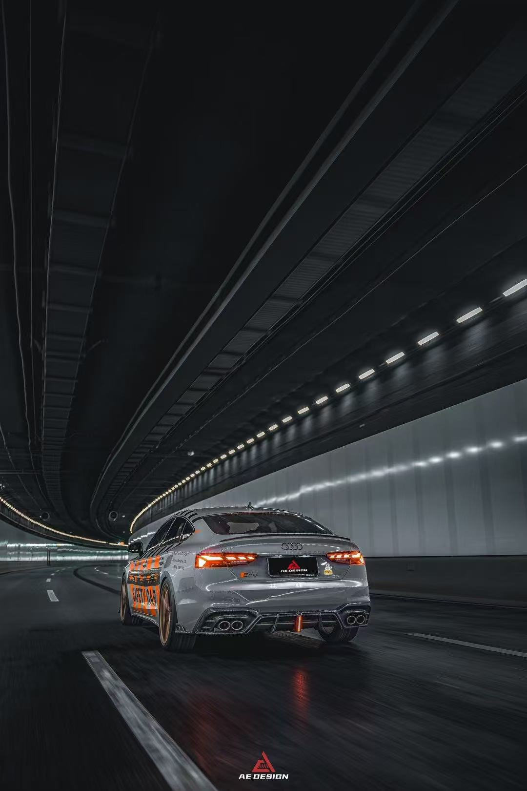 Audi S5 A5 (with s-line bumper, does not base model) B9.5 2020 2021 2022 2023 2024 with Aftermarket Parts - AE Rear Diffuser & Canards?Carbon Fiber from?ArmorExtend 