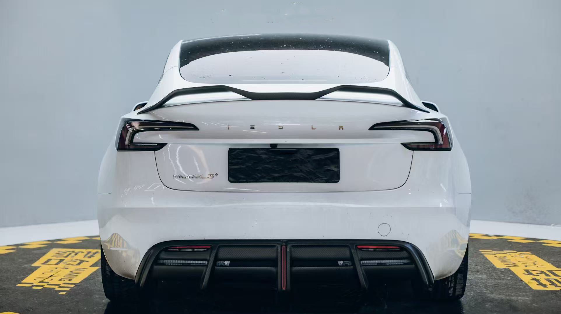 Tesla Model 3 Highland / Performance 2024-ON with Aftermarket Parts - V2 Rear Diffuser Dry Pre-preg Carbon Fiber from ArmorExtend