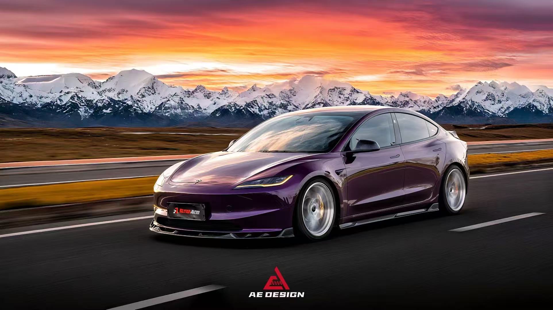 Tesla Model 3 Highland 2024-ON with Aftermarket Parts - V2 Front Lip Dry Pre-preg Carbon Fiber from ArmorExtend