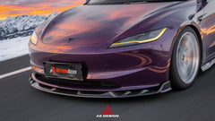 Tesla Model 3 Highland 2024-ON with Aftermarket Parts - V2 Front Lip Dry Pre-preg Carbon Fiber from ArmorExtend