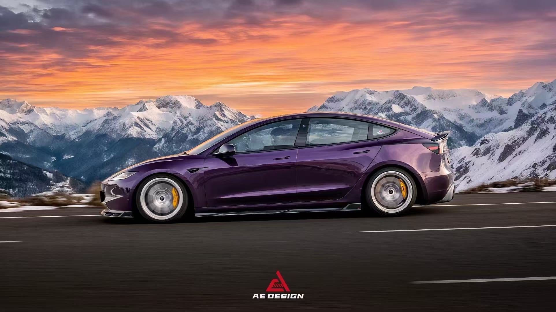 Tesla Model 3 Highland / Performance 2024-ON with Aftermarket Parts - V2 Side Skirts Dry Pre-preg Carbon Fiber from ArmorExtend