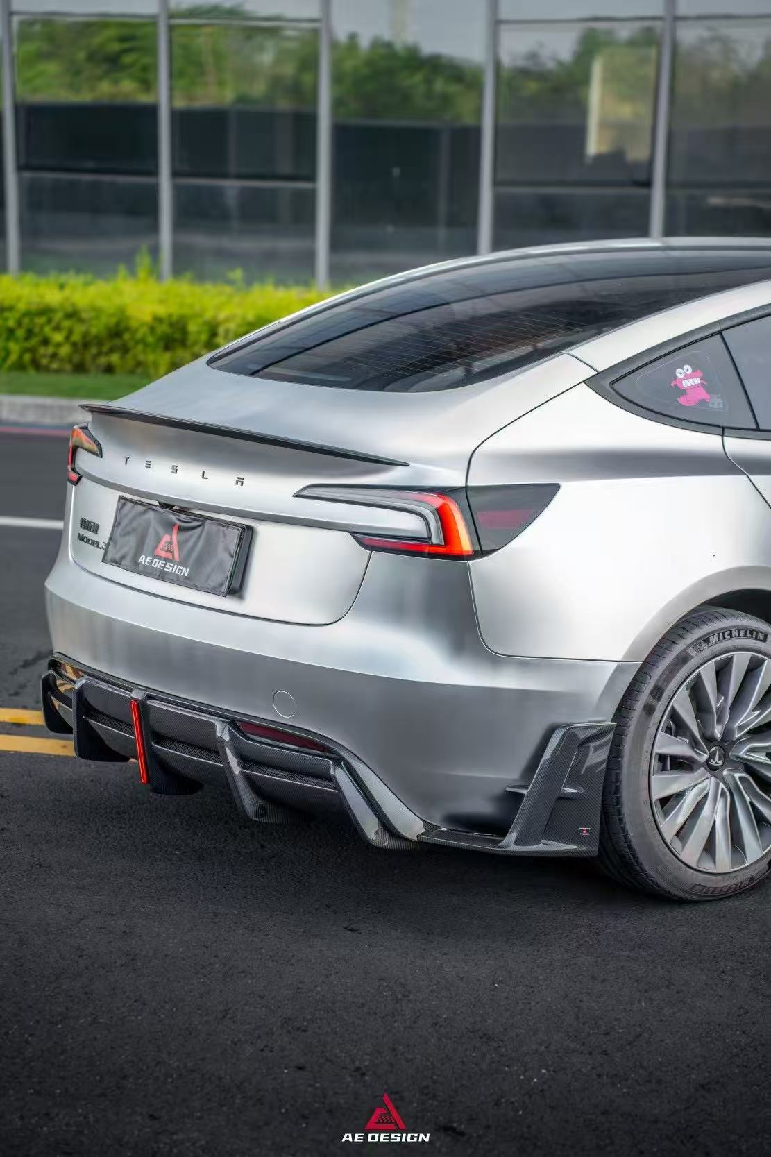 Tesla Model 3 Highland / Performance 2024-ON with Aftermarket Parts - AE Style Rear Diffuser & Canards Carbon Fiber from?ArmorExtend