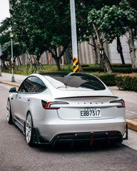 Tesla Model 3 Highland / Performance 2024-ON with Aftermarket Parts - AE Style Side Skirts & Canards Carbon Fiber from?ArmorExtend