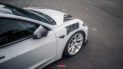 Tesla Model 3 Highland / Performance 2024-ON with Aftermarket Parts - Action Aero Series Front Fenders Carbon Fiber from ArmorExtend