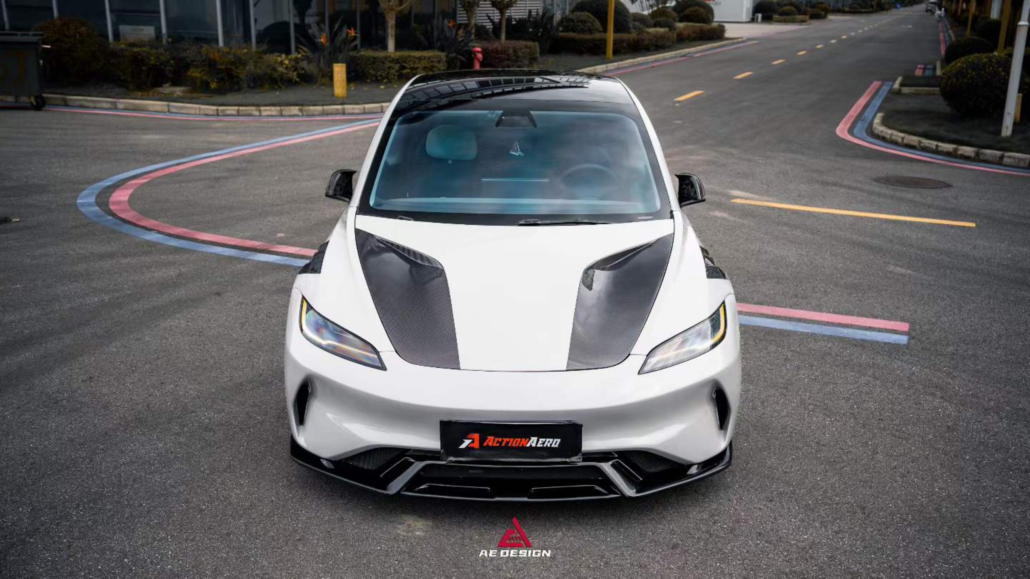 Tesla Model 3 Highland / Performance 2024-ON with Aftermarket Parts - Action Aero Series Hood Bonnet Carbon Fiber from ArmorExtend