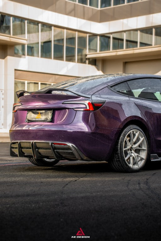 Tesla Model 3 Highland / Performance 2024-ON with Aftermarket Parts - Rear Lip Spoiler Dry Pre-preg Carbon Fiber from ArmorExtend