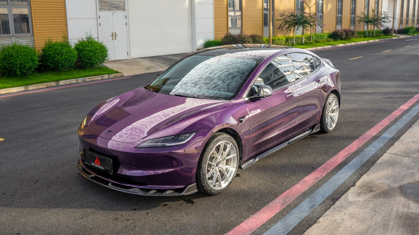 Tesla Model 3 Highland / Performance 2024-ON with Aftermarket Parts - Side Skirts Dry Pre-preg Carbon Fiber from ArmorExtend