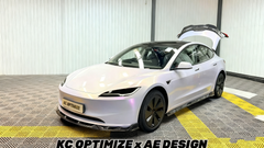 Tesla Model 3 Highland 2024-ON with Aftermarket Parts - V2 Front Lip Dry Pre-preg Carbon Fiber from ArmorExtend