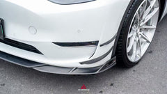 Tesla Model Y 2020 2021 2022 2023 2024 2025 with Aftermarket Parts - AE Style Front Lip Carbon Fiber from ArmorExtend