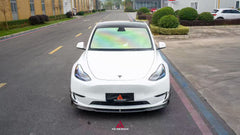 Tesla Model Y 2020 2021 2022 2023 2024 2025 with Aftermarket Parts - AE Style Front Lip Carbon Fiber from ArmorExtend