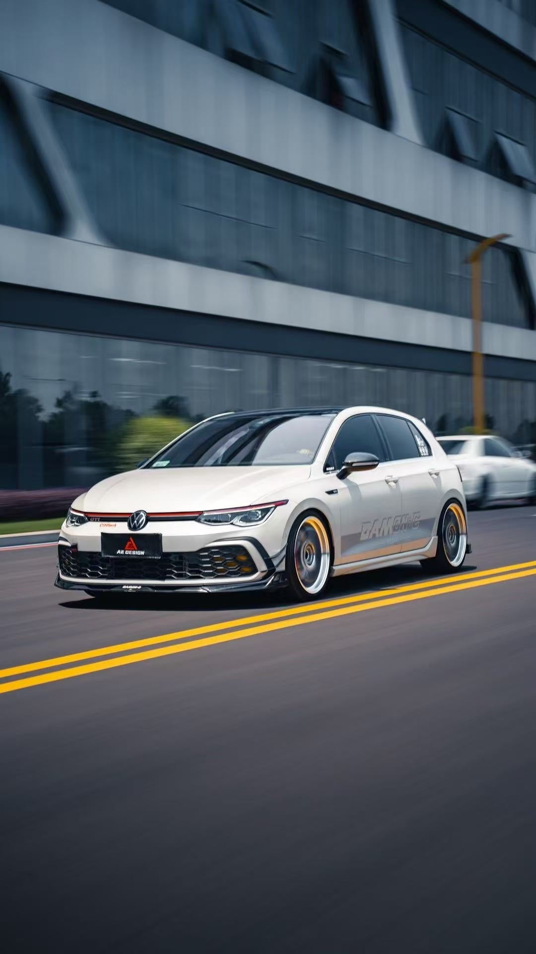 Volkswagen GTI & R-line MK8 2022 2023 2024 with Aftermarket Parts - AE Style Front Lip?Carbon Fiber?from ArmorExtend