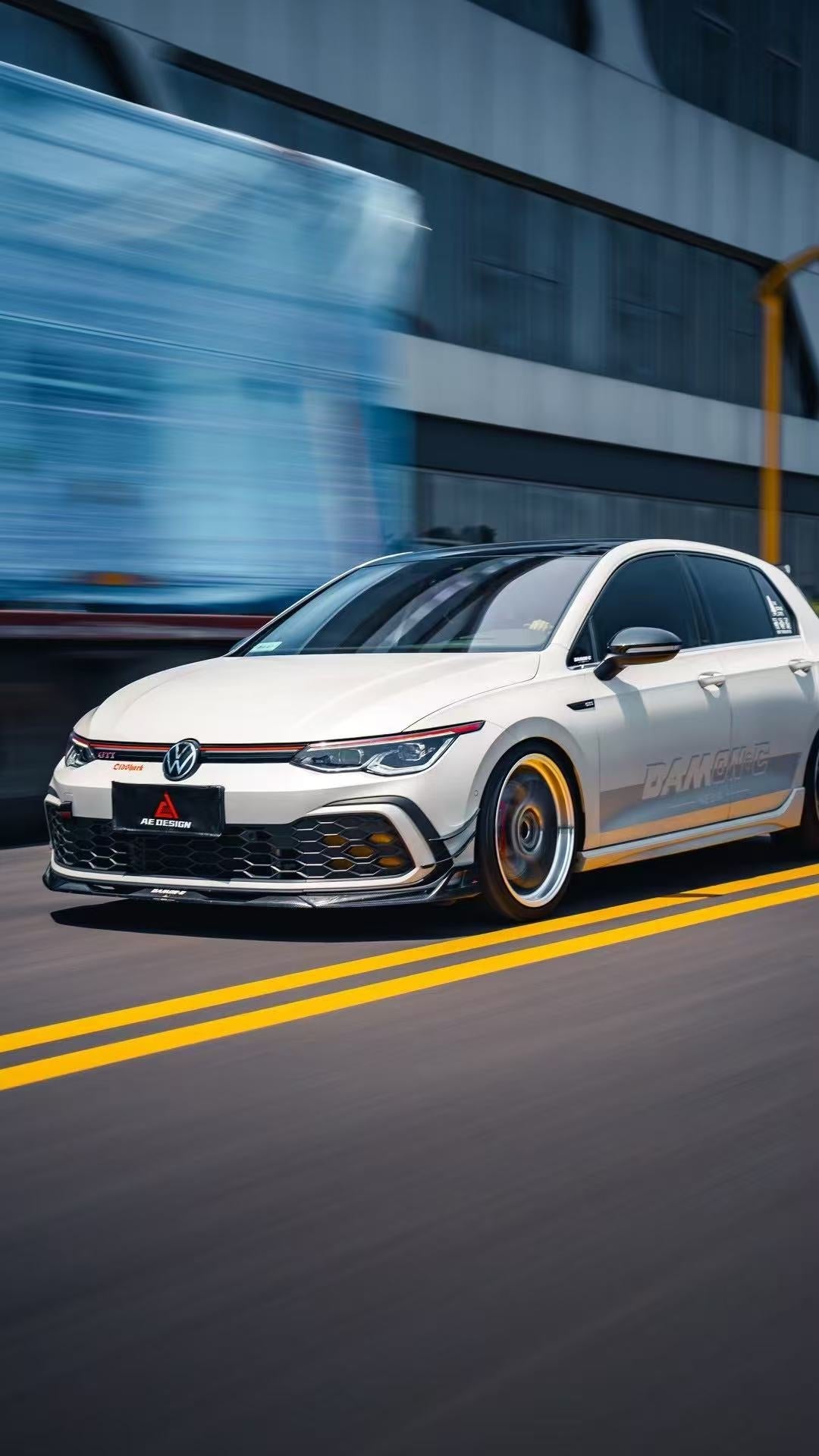 Volkswagen GTI & R-line MK8 2022 2023 2024 with Aftermarket Parts - AE Style Front Lip?Carbon Fiber?from ArmorExtend