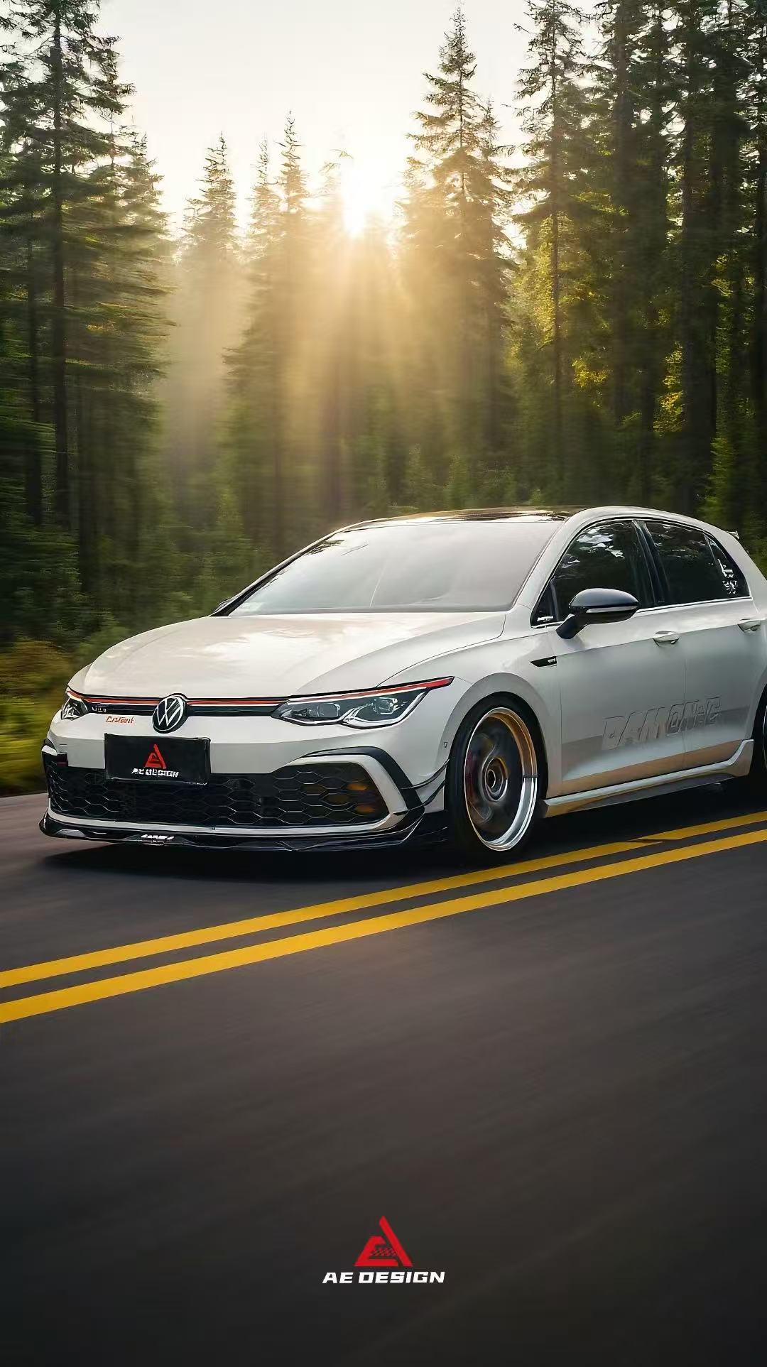 Volkswagen GTI & R-Line MK8 2022 2023 2024 with Aftermarket Parts - AE Style Front Lip Carbon Fiber from ArmorExtend