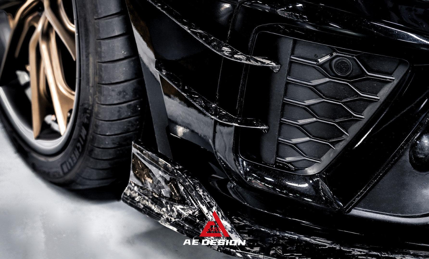Audi S4 / A4 (With S-line Bumper) B9.5 2020 2021 2022 2023 2024 with Aftermarket Parts - AE Style Front Canards Carbon Fiber from ArmorExtend