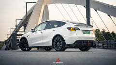 Your Tesla Model Y 2020 2021 2022 2023 2024 with Aftermarket Parts - AE Style Rear Diffuser Carbon Fiber from  ArmorExtend