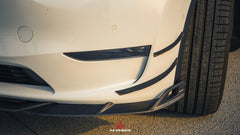 Tesla Model Y 2020 2021 2022 2023 2024 with Aftermarket Parts - AE Style Front Lip Carbon Fiber from ArmorExtend