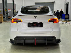 Your Tesla Model Y 2020 2021 2022 2023 2024 with Aftermarket Parts - AE Style Rear Diffuser Carbon Fiber from  ArmorExtend