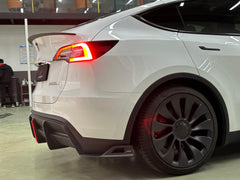 Your Tesla Model Y 2020 2021 2022 2023 2024 with Aftermarket Parts - AE Style Rear Diffuser Carbon Fiber from  ArmorExtend
