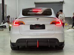 Your Tesla Model Y 2020 2021 2022 2023 2024 with Aftermarket Parts - AE Style Rear Diffuser Carbon Fiber from  ArmorExtend