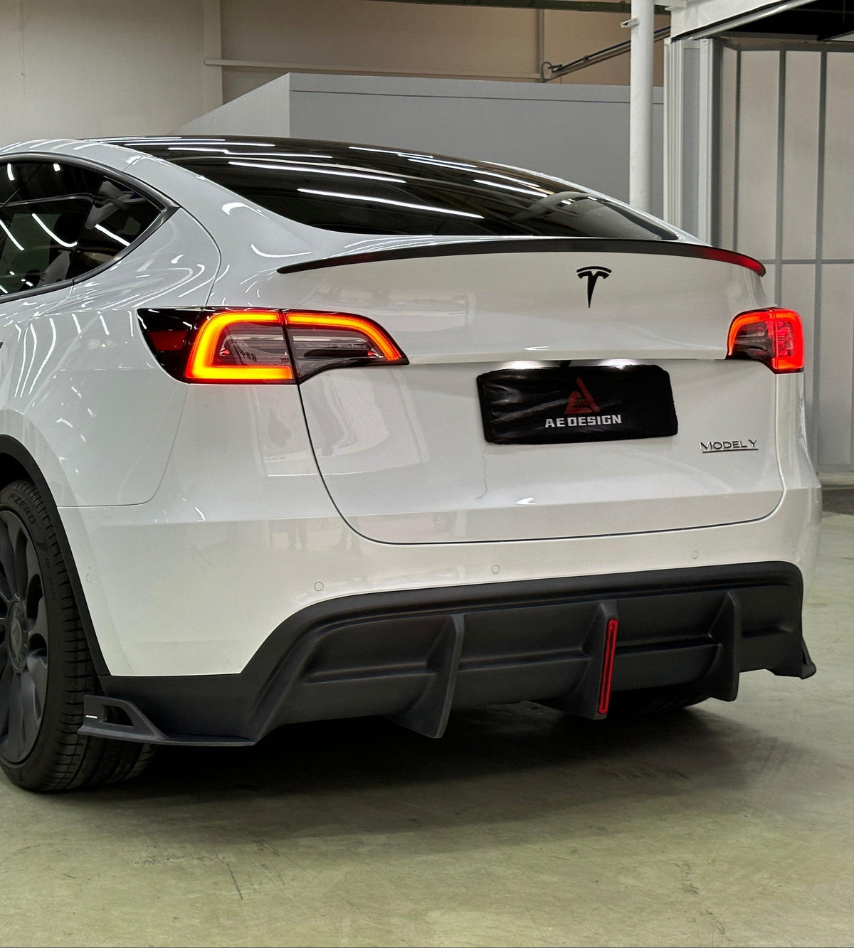 Your Tesla Model Y 2020 2021 2022 2023 2024 with Aftermarket Parts - AE Style Rear Diffuser Carbon Fiber?from??ArmorExtend