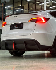 Tesla Model Y 2020 2021 2022 2023 2024 with Aftermarket Parts - AE Style Rear Diffuser Carbon Fiber from  ArmorExtend