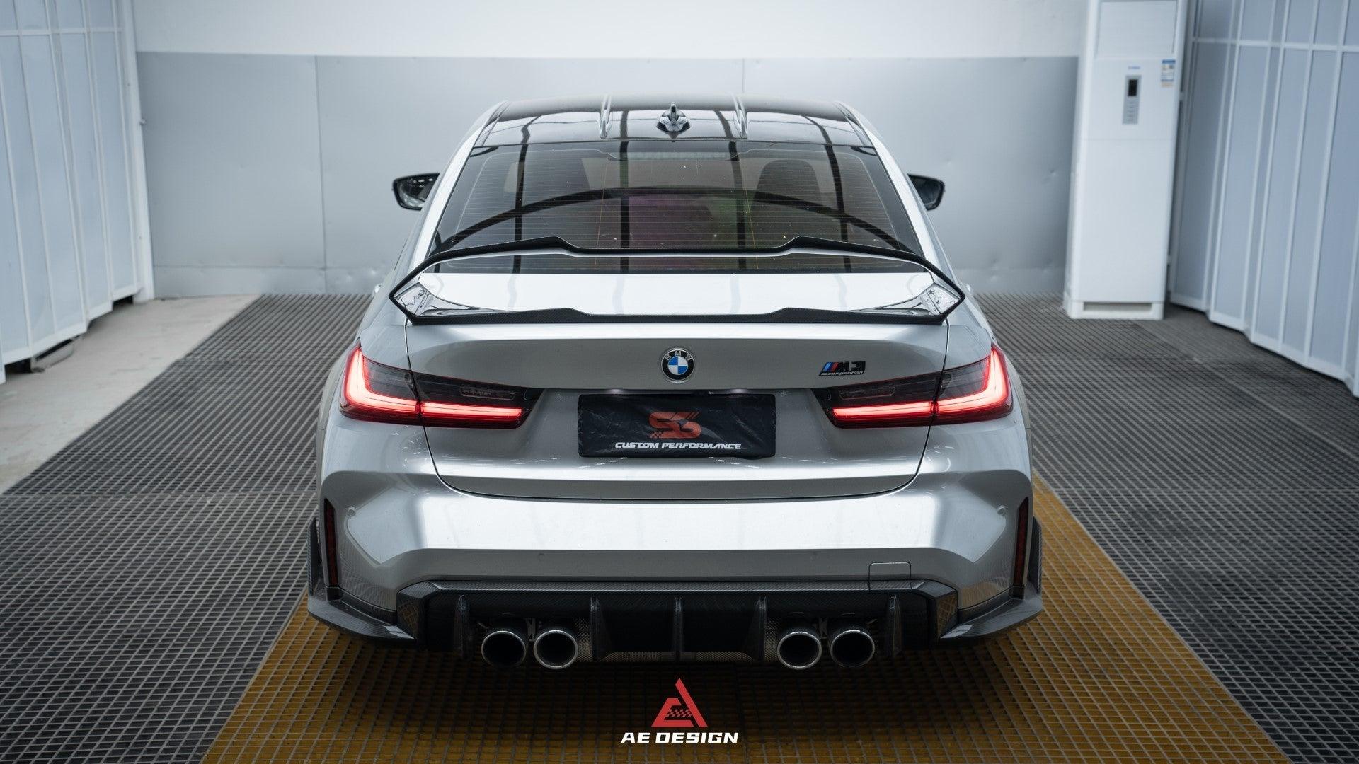 BMW M3 G80 2021 2022 2023 2024 & 3 Series 330i M340i (Fits Both Pre-LCI & LCI) 2019 2020 2021 2022 2023 2024 with Aftermarket Parts - AE Style Rear Wing Carbon Fiber?from ArmorExtend