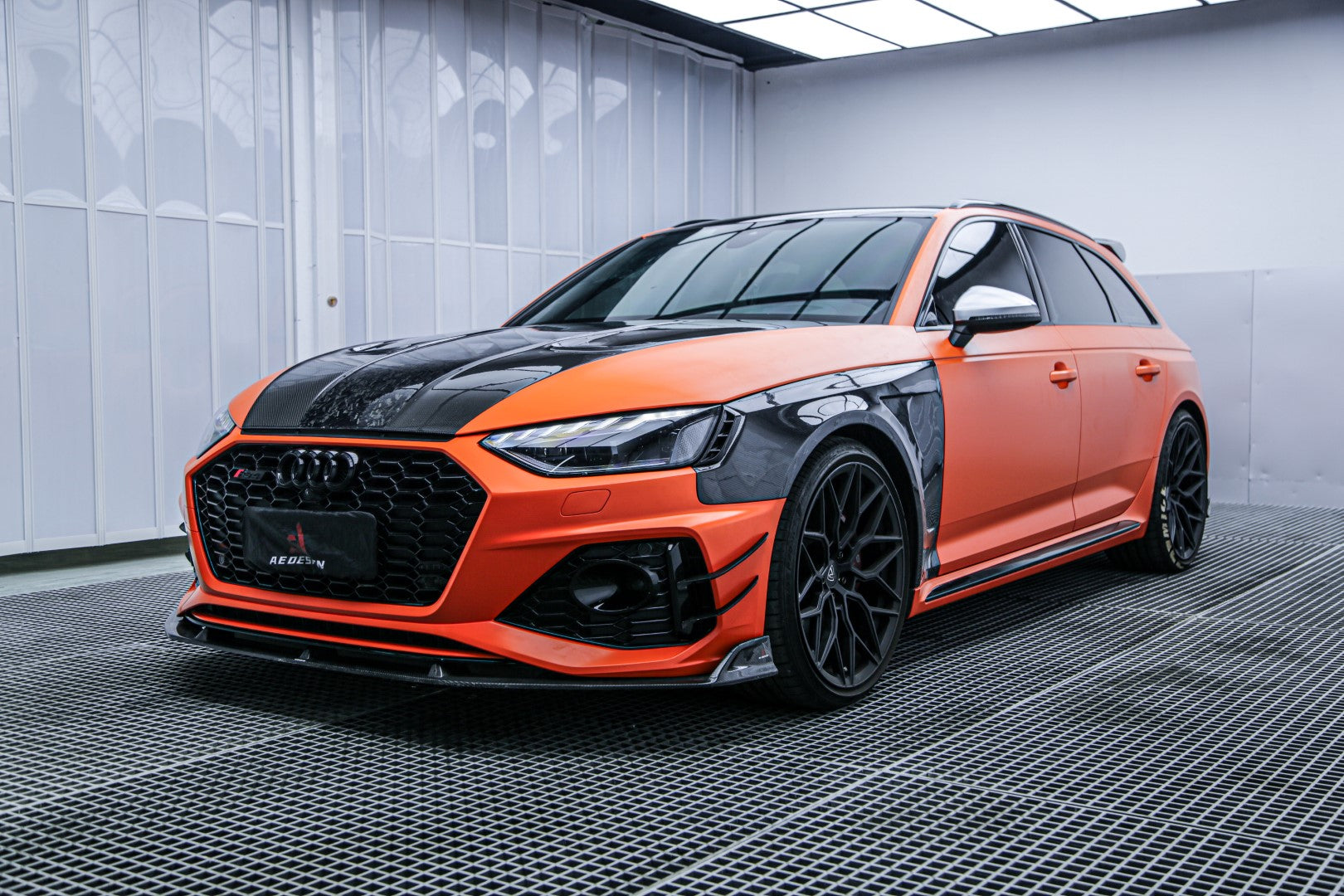 Audi RS4 B9 B9.5 2018 2019 2020 2021 2022 2023 2024 With Aftermarket Parts - AE Front Lip Carbon Fiber from ArmorExtend