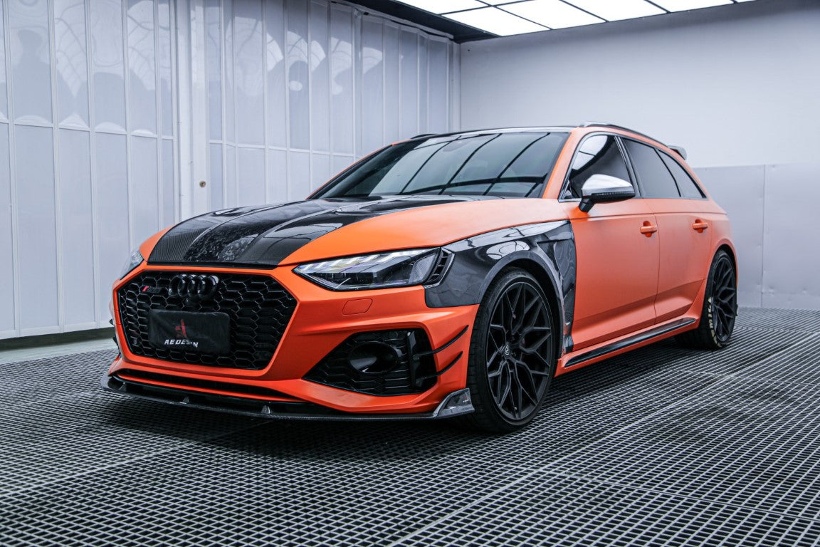 Audi RS4 B9 / B9.5 2018-ON with Aftermarket Parts - AE Vacuumed Carbon Front Fenders?from ArmorExtend
