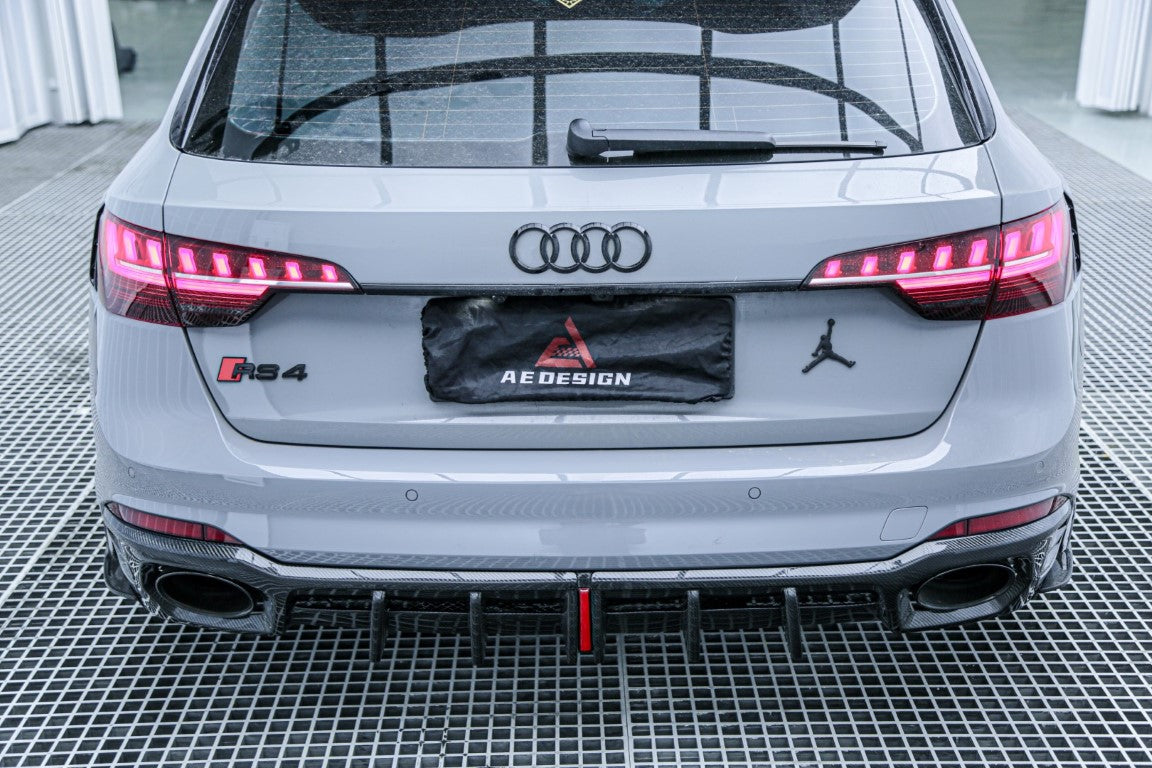 Audi RS4 B9 / B9.5 2018-ON with Aftermarket Parts - AE Style Carbon Fiber Rear Diffuser & Canards from ArmorExtend