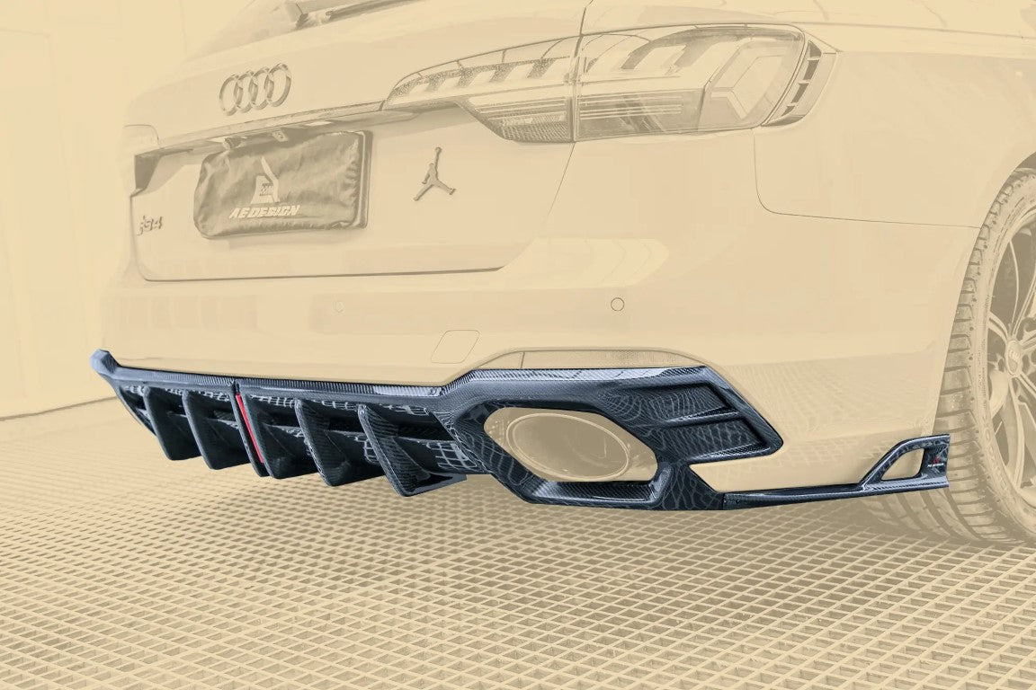 Audi RS4 B9 / B9.5 2018-ON with Aftermarket Parts - AE Style Carbon Fiber Rear Diffuser & Canards from ArmorExtend