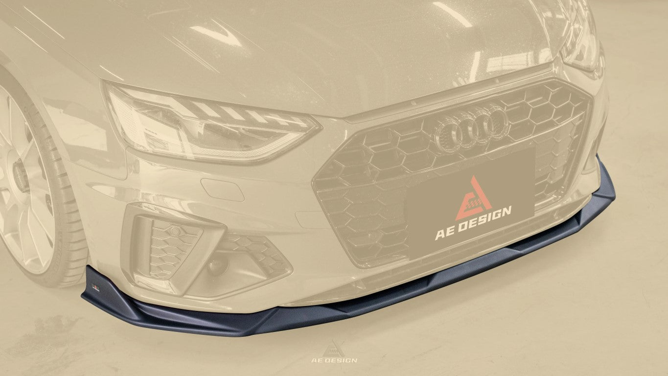 Audi S4 / A4 (With s-line Bumper, does not fit base model) B9.5 2020-ON with Aftermarket Parts - AE V2 Carbon Fiber & ABS Front Lip from ArmorExtend 

