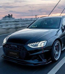 Audi S4 / A4 (With s-line Bumper, does not fit base model) B9.5 2020-ON with Aftermarket Parts - AE V2 Carbon Fiber & ABS Front Lip?from ArmorExtend 
