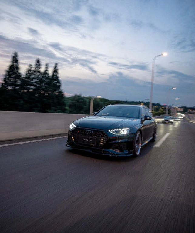 Audi S4 / A4 (With s-line Bumper, does not fit base model) B9.5 2020-ON with Aftermarket Parts - AE V2 Carbon Fiber & ABS Front Lip from ArmorExtend 
