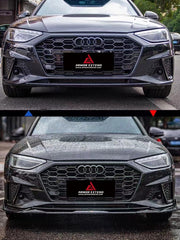 Audi S4 / A4 (With s-line Bumper, does not fit base model) B9.5 2020-ON with Aftermarket Parts - AE V2 Carbon Fiber & ABS Front Lip from ArmorExtend 
