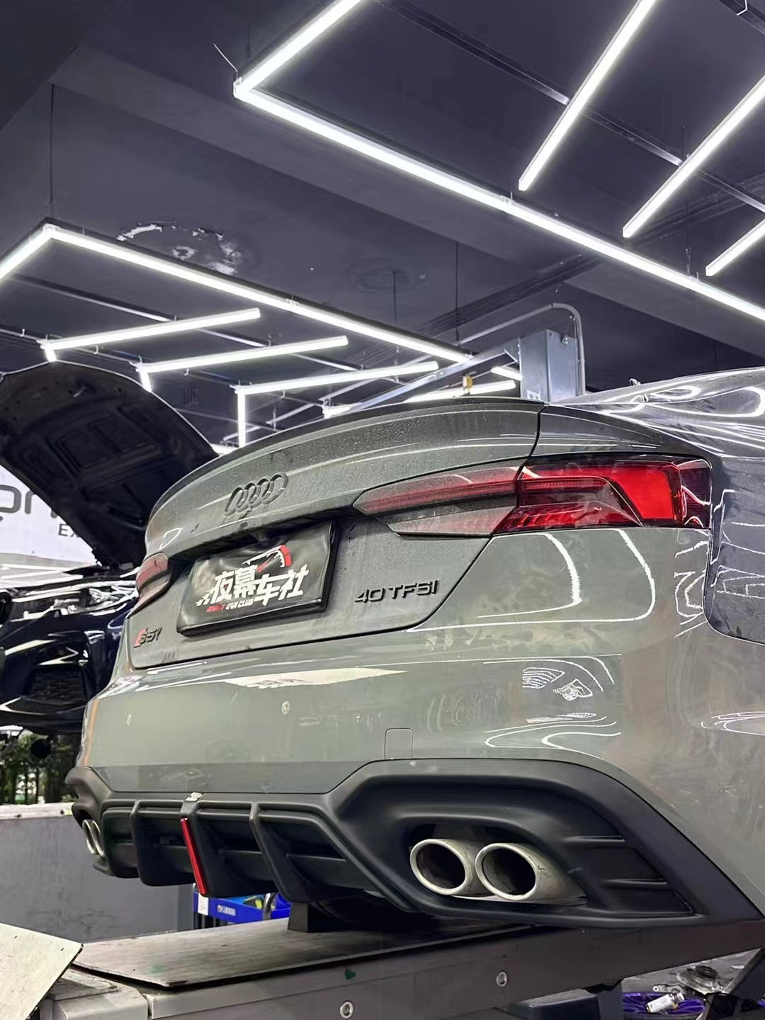 Audi S5 A5 (with s-line bumper, does not base model) B9.5 2020-ON with Aftermarket Parts - AE Style Rear Diffuser & Canards ABS from ArmorExtend