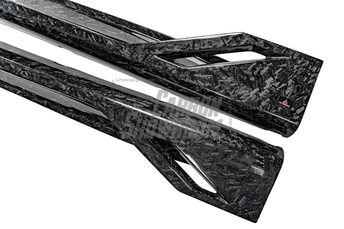 BMW M3 G80 G81 2021 2022 2023 2024 & M4 G82 G83 2021 2022 2023 2024 with Aftermarket Parts - AE Style Side Skirts Carbon Fiber from ArmorExtend