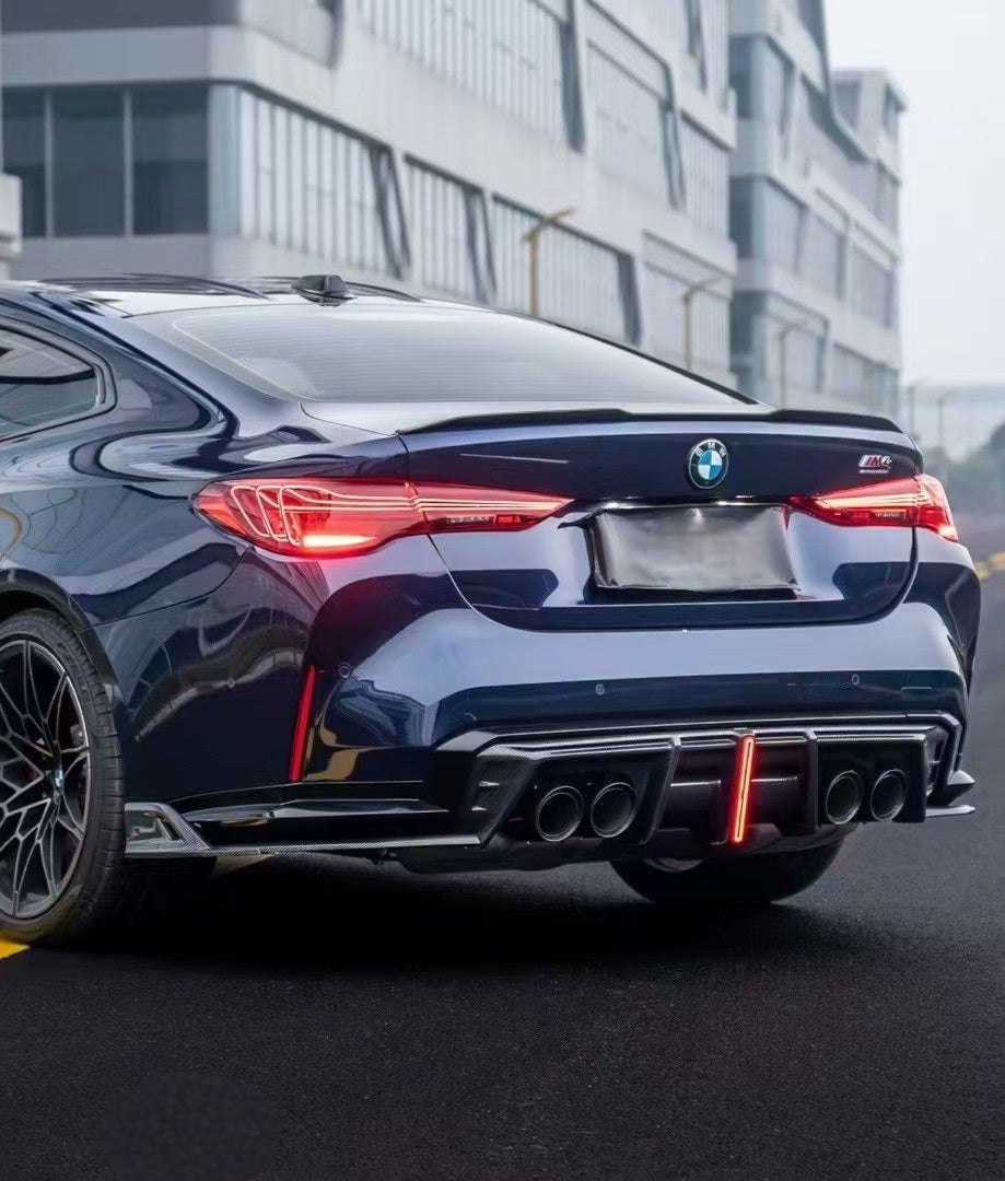 BMW M3 G80 G81 2021-ON & M4 G82 G83 2021-ON with Aftermarket Parts - V3 Rear Diffuser & Rear Canards Carbon Fiber from?ArmorExtend