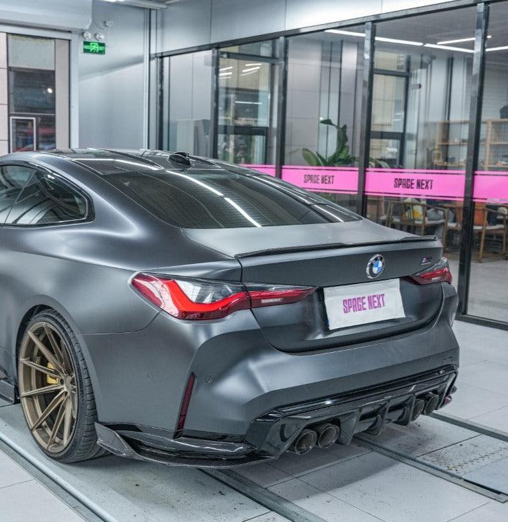 BMW M3 G80 G81 2021 2022 2023 2024 M4 G82 G83 2021 2022 2023 2024?with Aftermarket Parts - AE Style?Rear Diffuser & Canards?Carbon Fiber from? ArmorExtend