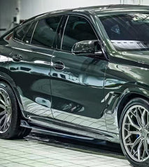 BMW X5 M60i xDrive50e x/sDrive40i G05 (Fits Both Pre-LCI & LCI) 2020-ON & X5M X5MC F95 (Fits Both Pre-LCI & LCI) 2020-ON & X6 M60I xDrive40i G06 (Fits Pre-LCI & LCI) 2020-ON & X6M X6MC F96 (Fits Pre-LCI & LCI) 2020-ON?with Aftermarket Parts - AE V2 Side Skirts?Pre-preg Pre-preg Carbon Fiber?from Armorextend