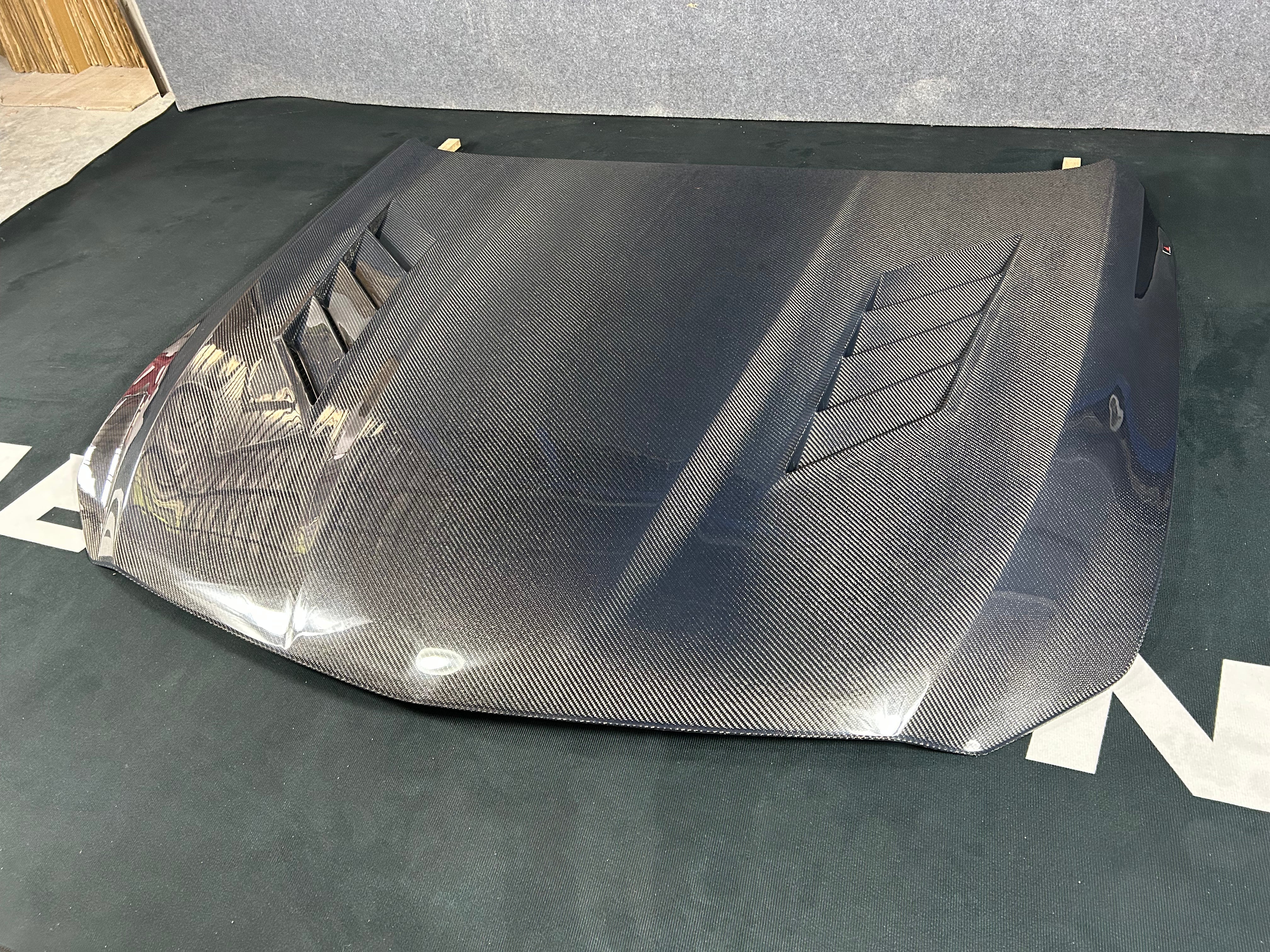 Cadillac CT5 CT5V Blackwing V Premium Luxury Sport Base 2020-ON with Aftermarket Parts - AE Vented Style Hood Bonnet Double-sided Carbon Fiber from ArmorExtend