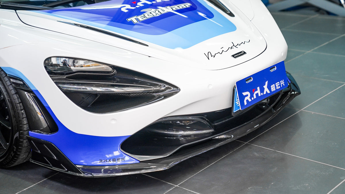 McLaren 720S 2018-2023 with Aftermarket Parts - AE Style Front Lip & Canards Carbon Fiber?from ArmorExtend